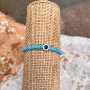 Turquoise Beaded Bracelet with Evil Eye